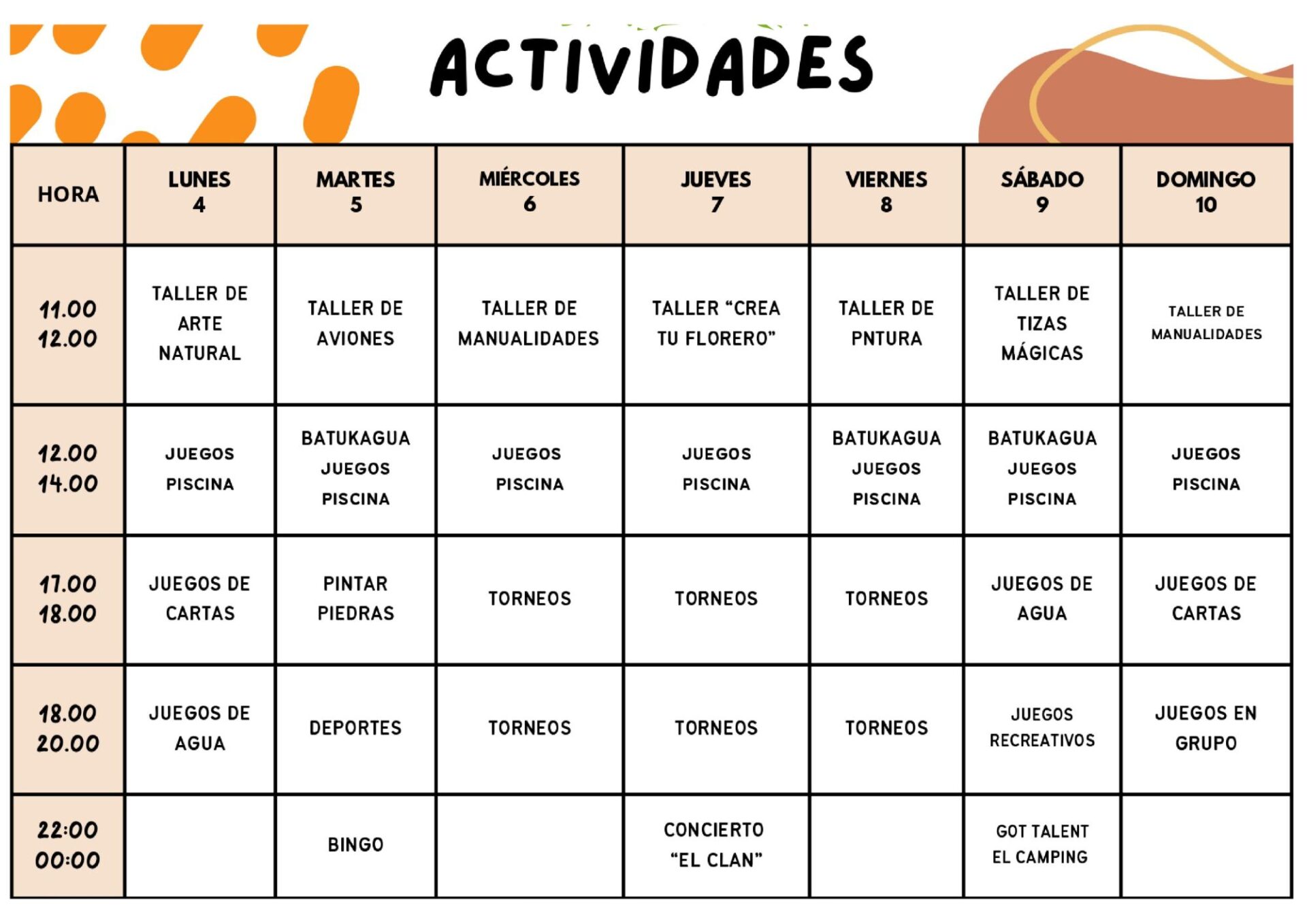 Horario Camping Semana 4-10.pdf (1) Horario Camping Semana 4 /10 de agosto